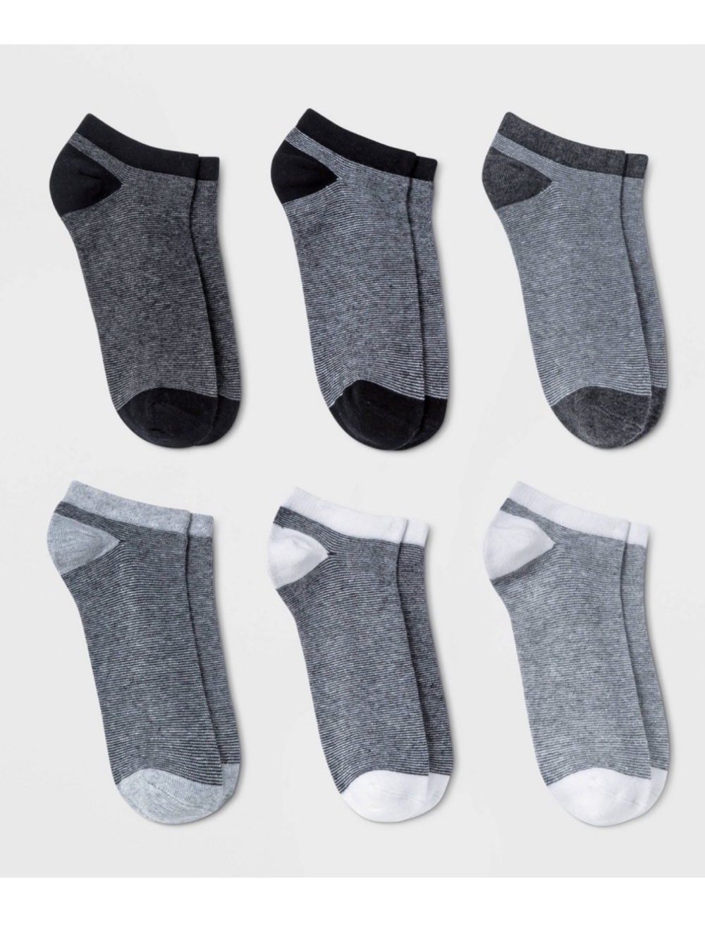 a new day Women’s 6-Pack low cut Socks - Gray, Black, White Accents